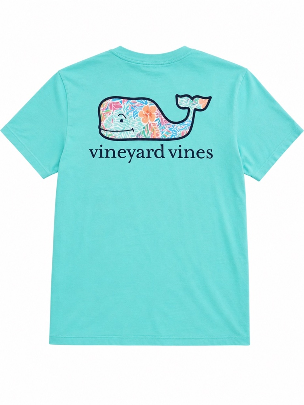 Vineyard Vines Youth Large Mint Green Tropical Whale Pocket T Shirt